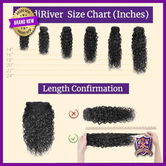 18 Inch Human Hair Clip-In Extensions, 8 Wefts Water Wave Curly